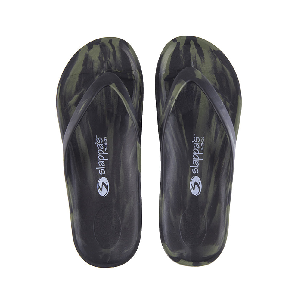 Slappa's Arch Support Thongs - Black Army