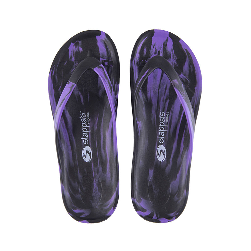 Slappa's Arch Support Thongs - Black Purple